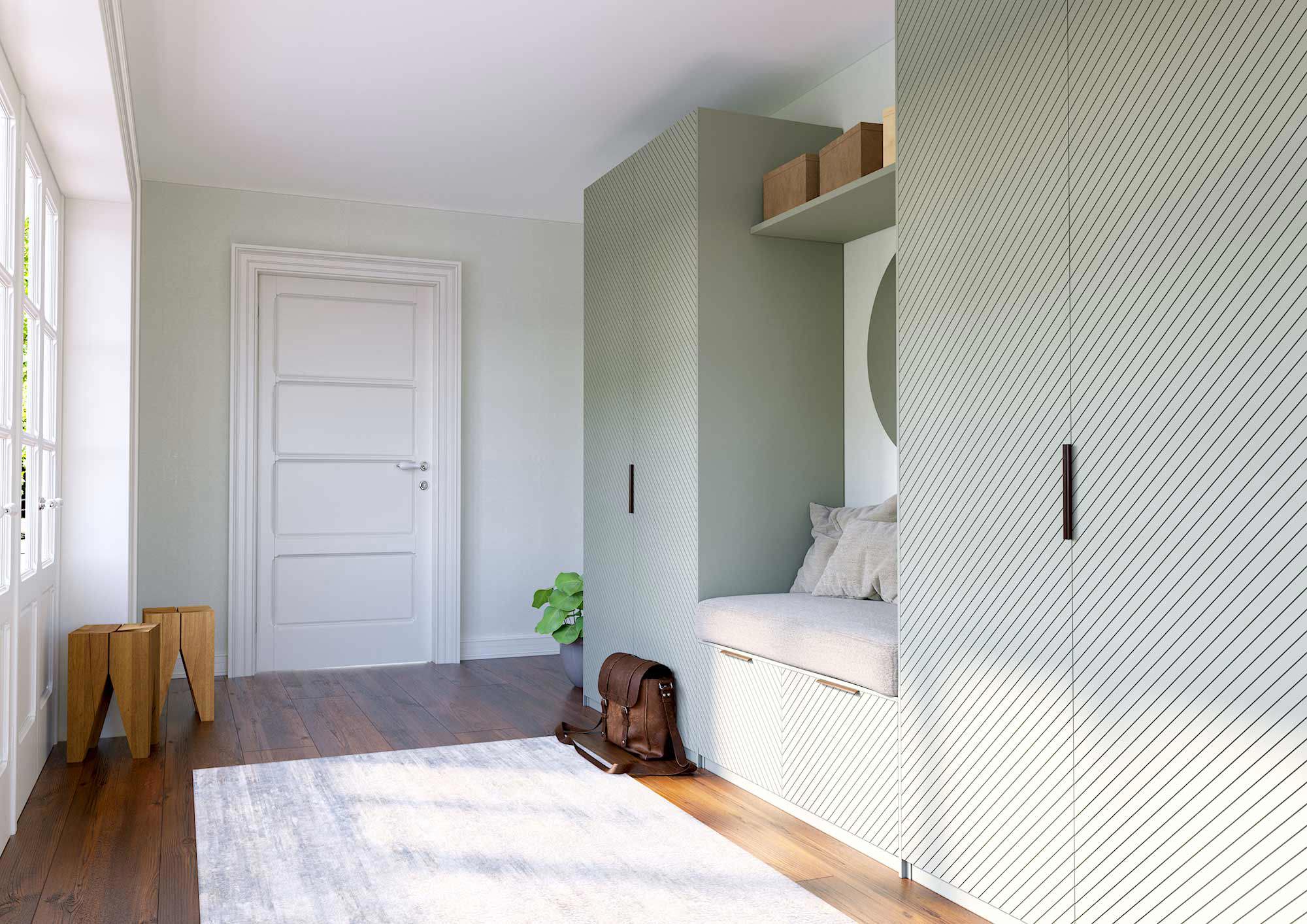 luckor, garderober, hall, gröna luckor