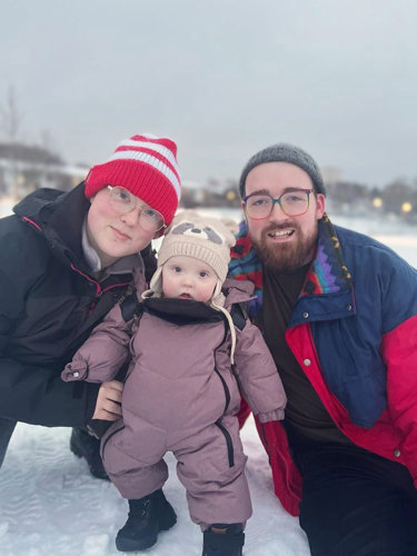 Familj i England under vintern