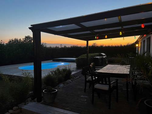 pool, uteplats, solnedgång