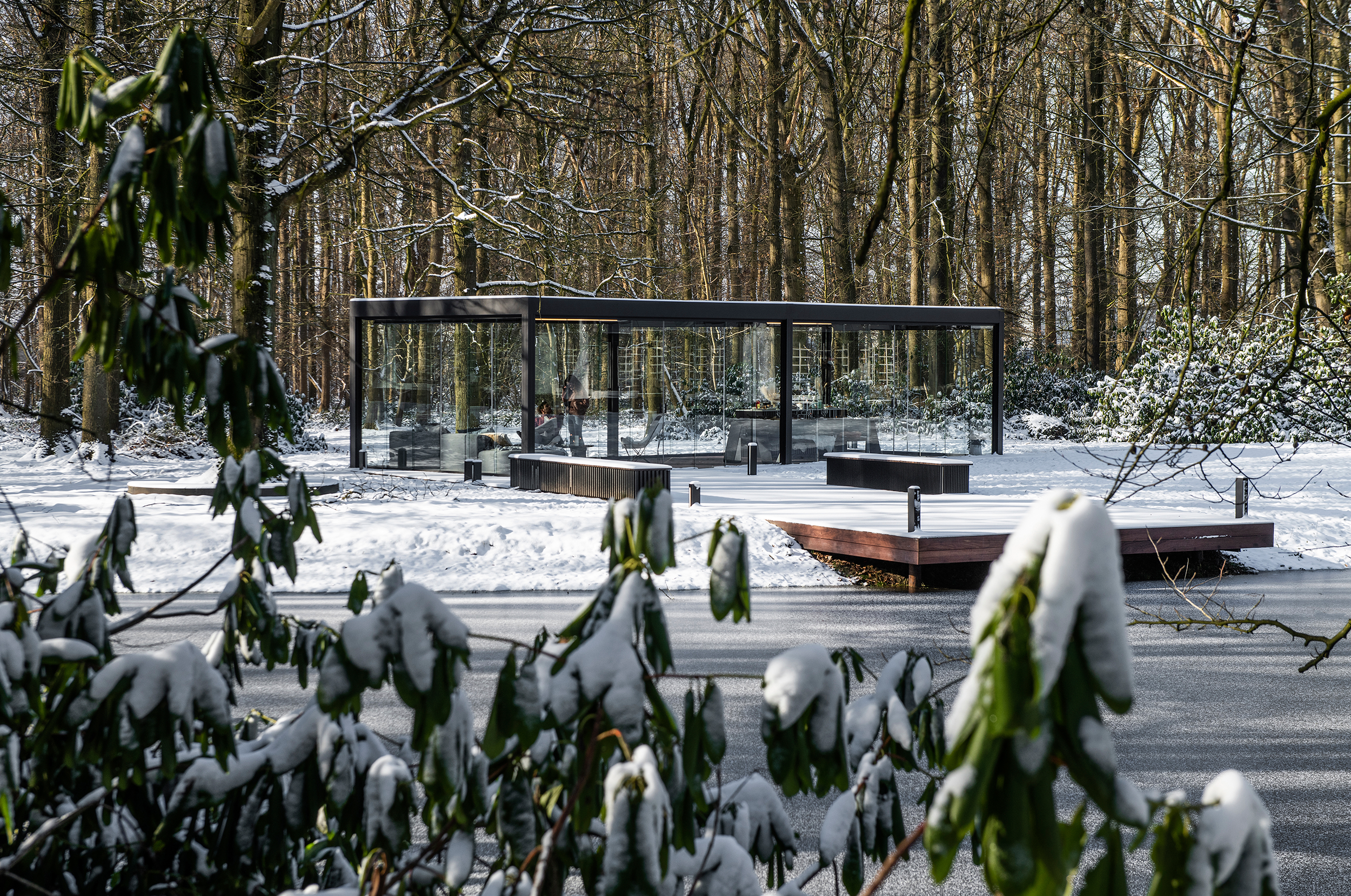 Pergola, vinter, natur, brygga