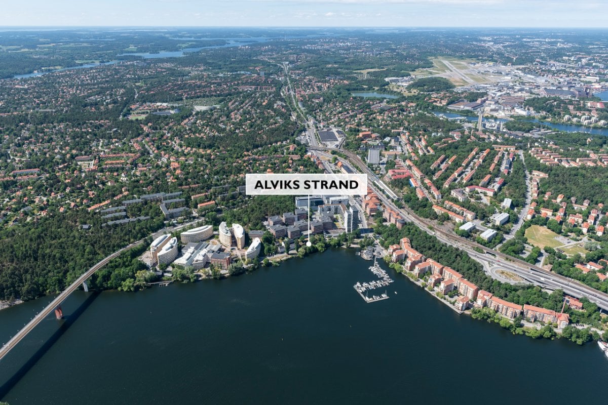 Alviks strand flygfoto nyproduktion