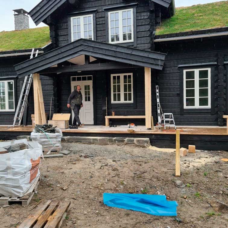 Nyproducerat hus, bygge, byggnation