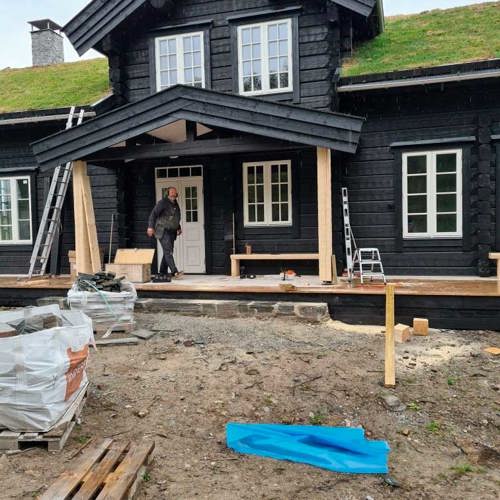 Nyproducerat hus, bygge, byggnation