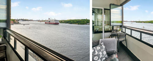 Utsikt från balkong, bostad till salu