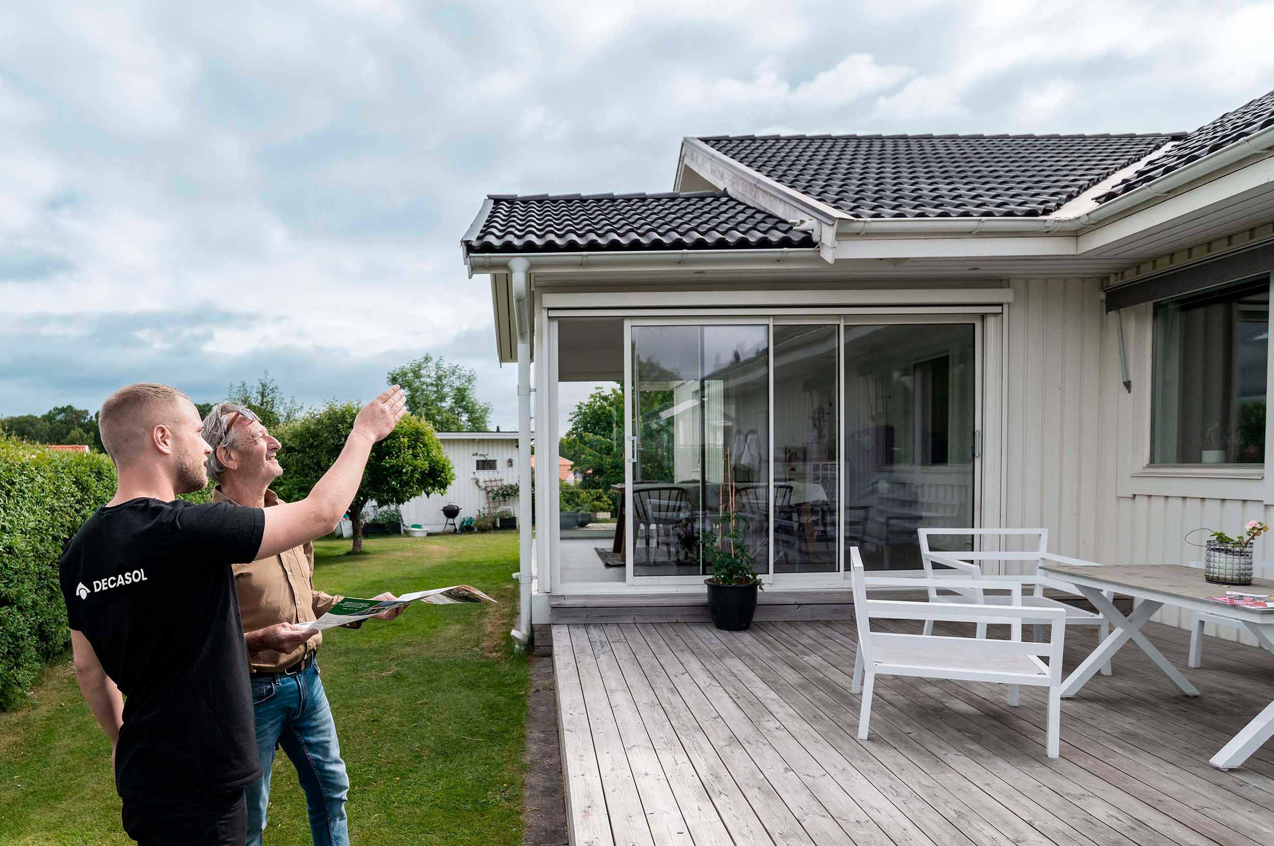 Kundmöte, kontroll av tak på villa