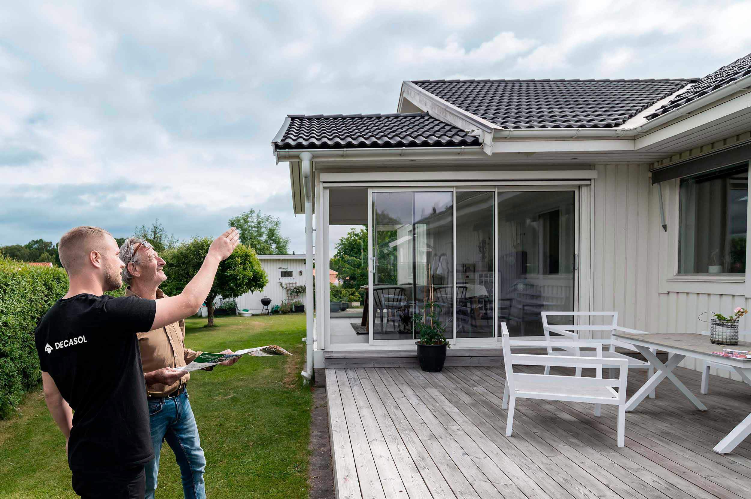 Kundmöte, kontroll av tak på villa