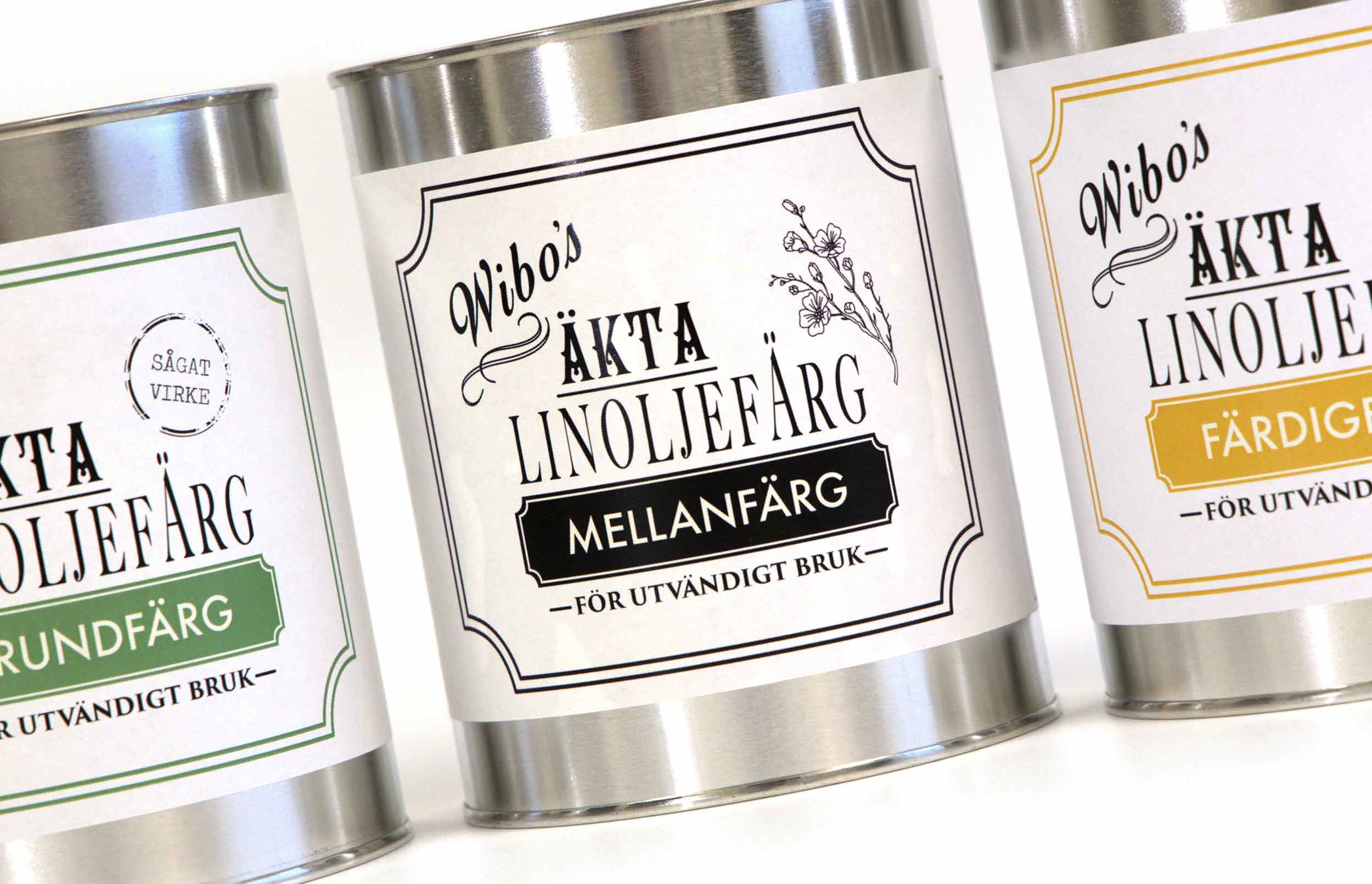 linoljefärg, färgburkar