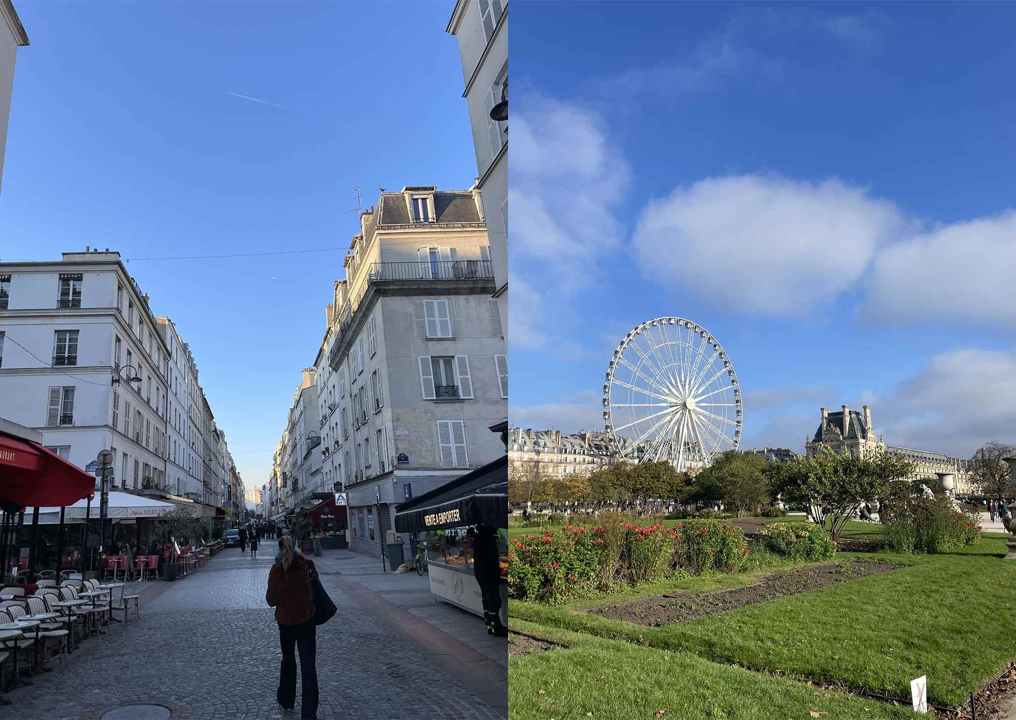Fransk gata i Paris och en park i centrala Paris