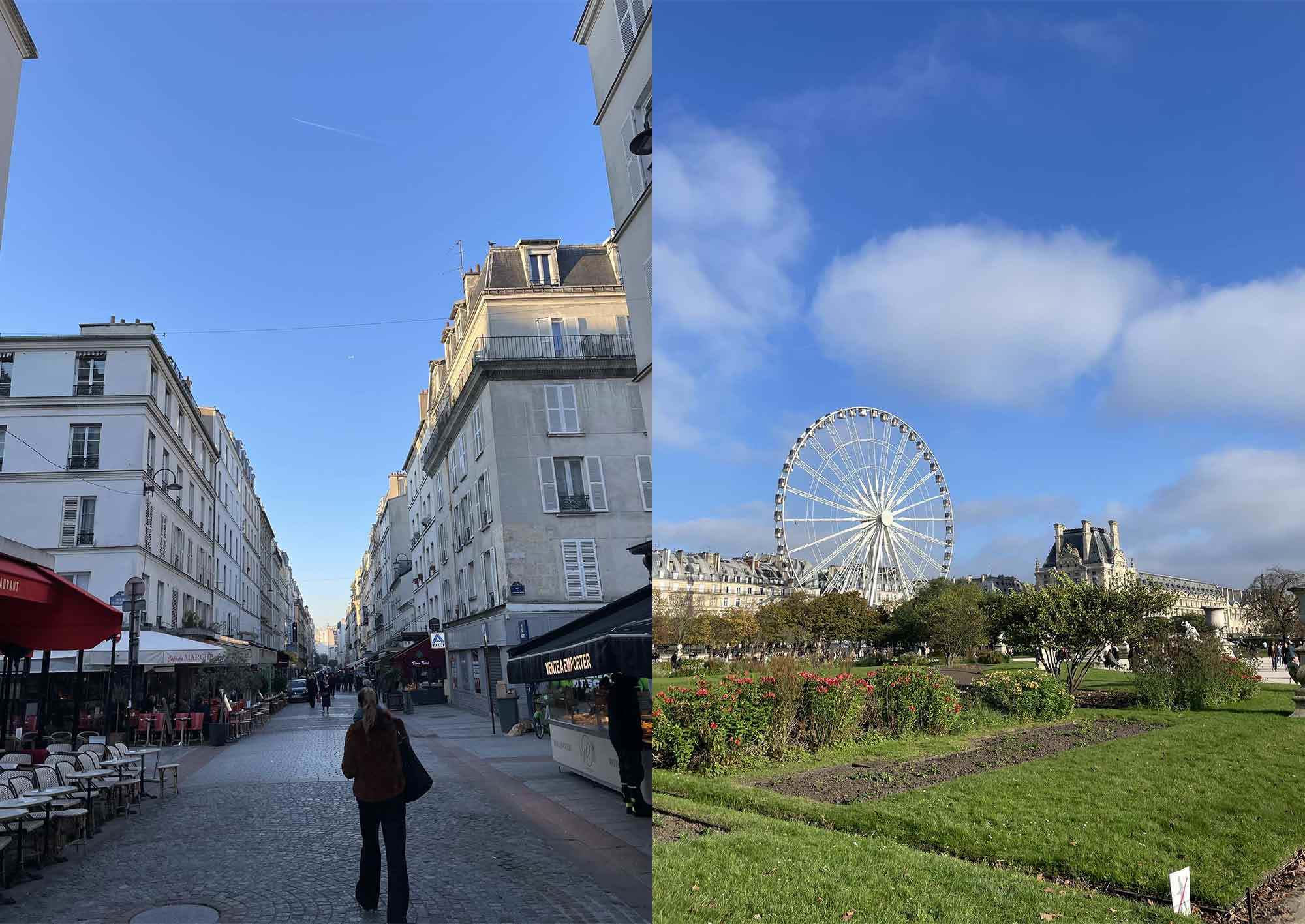 Fransk gata i Paris och en park i centrala Paris