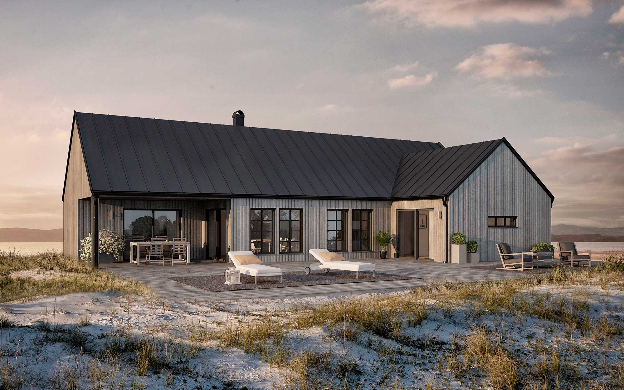 Hus med altan vid havet