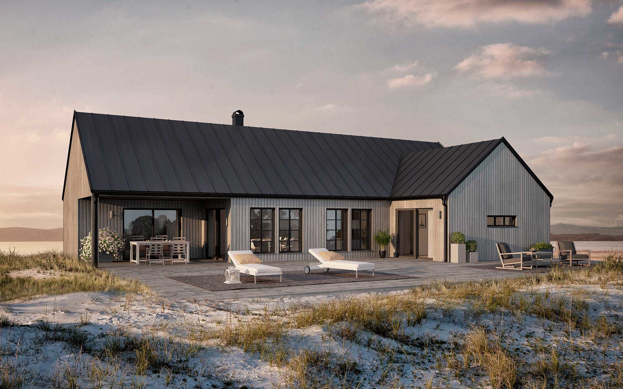 Hus med altan vid havet