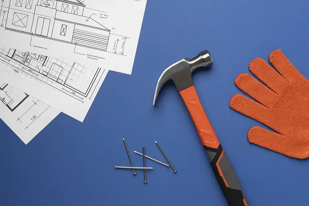 collage med saker man använder till renovering