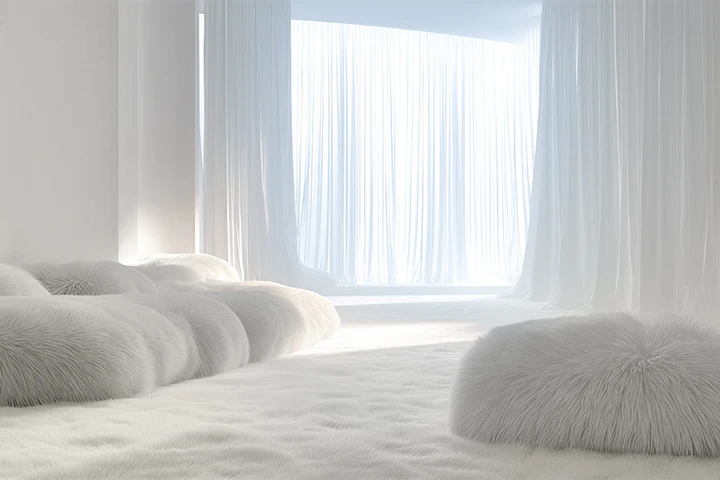 Vit fluffig inredning