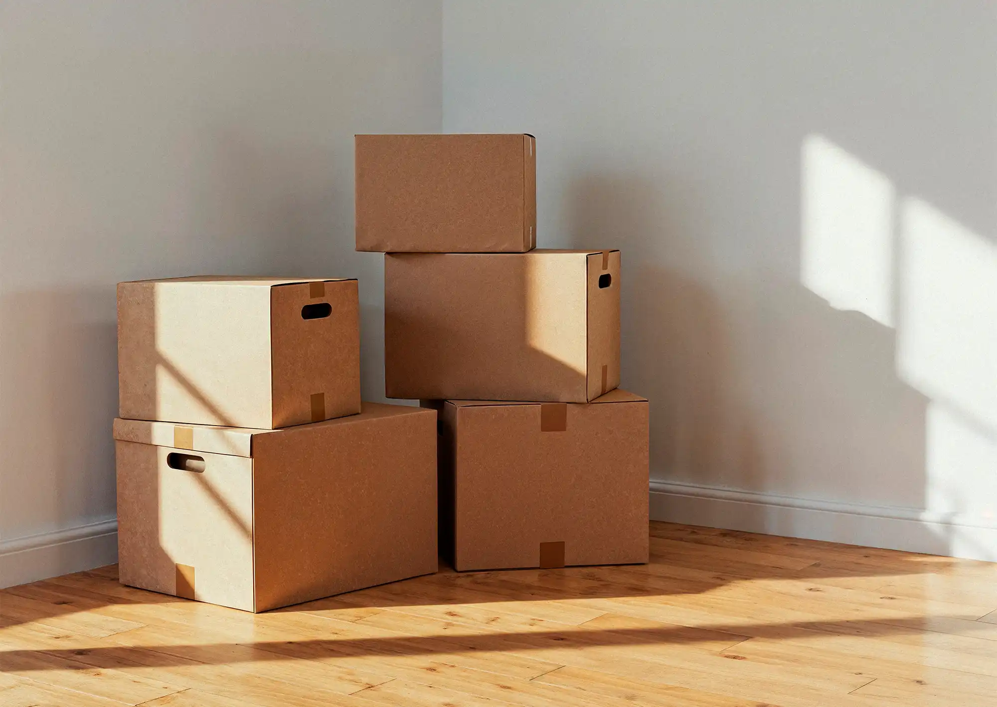 Flyttlådor i ett hörn