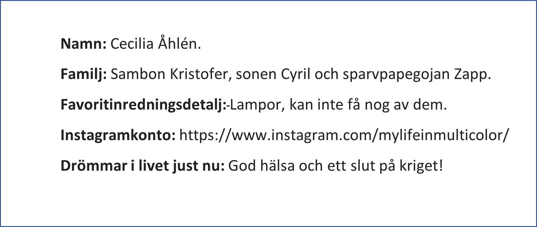 Inforuta om Ceciliea Åhlén