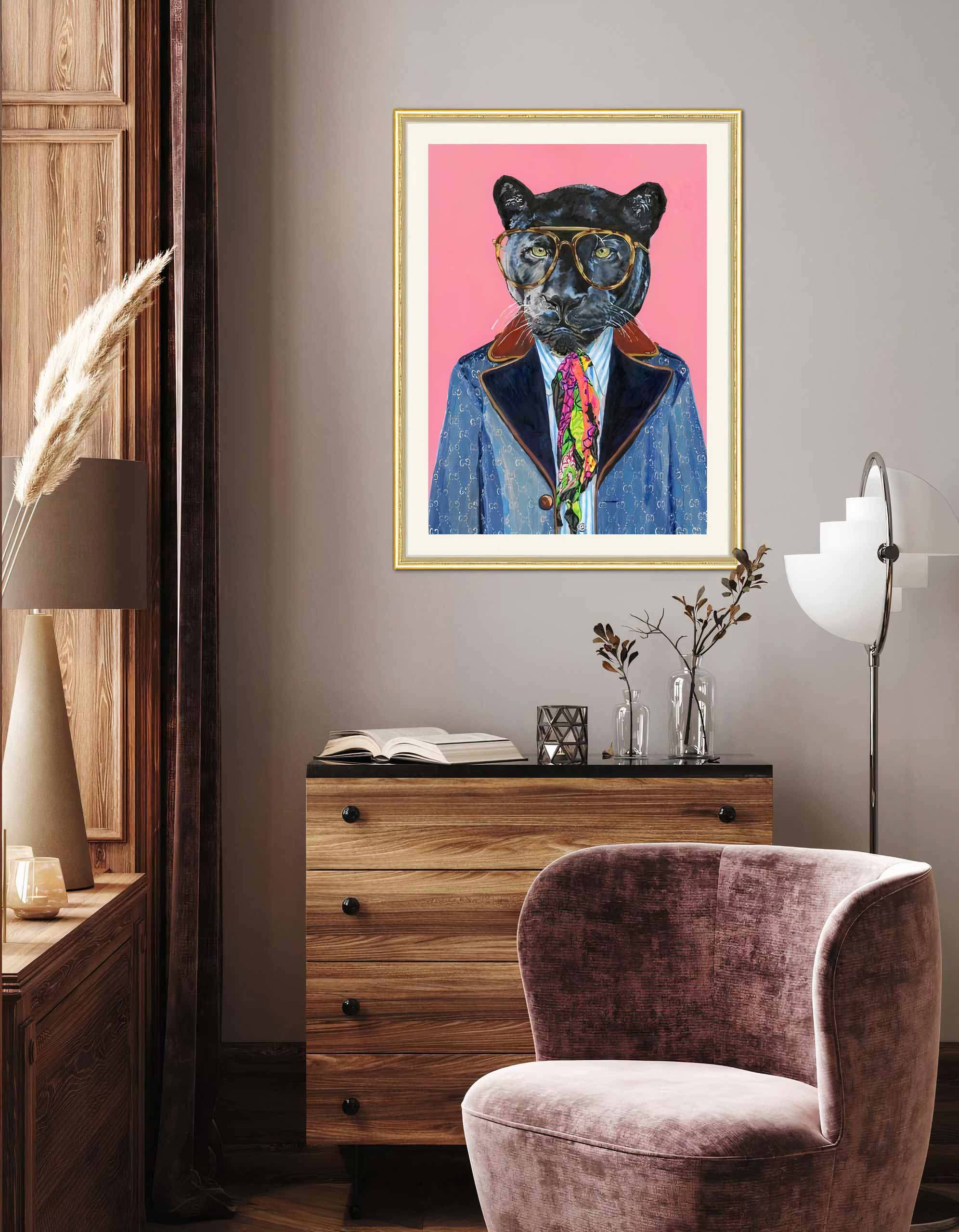 Tavla på konst, poster, en panter