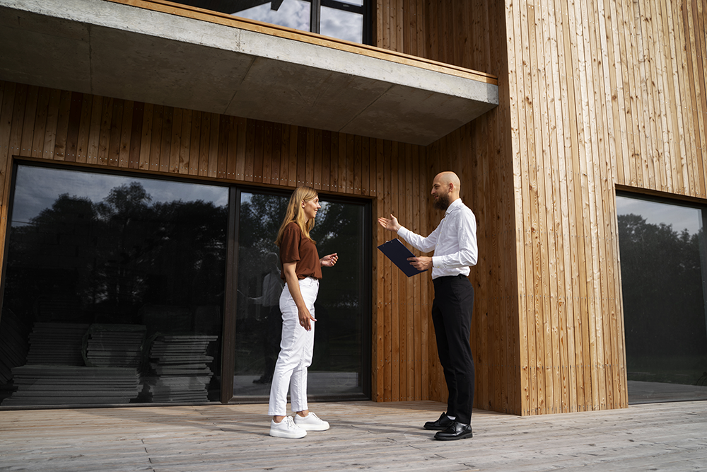 Besikningsman besiktigar hus