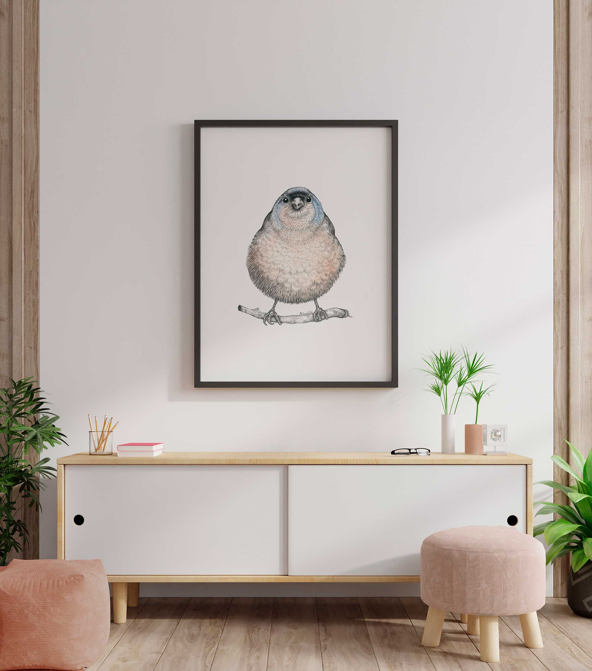 tavla på vägg med djurmotiv