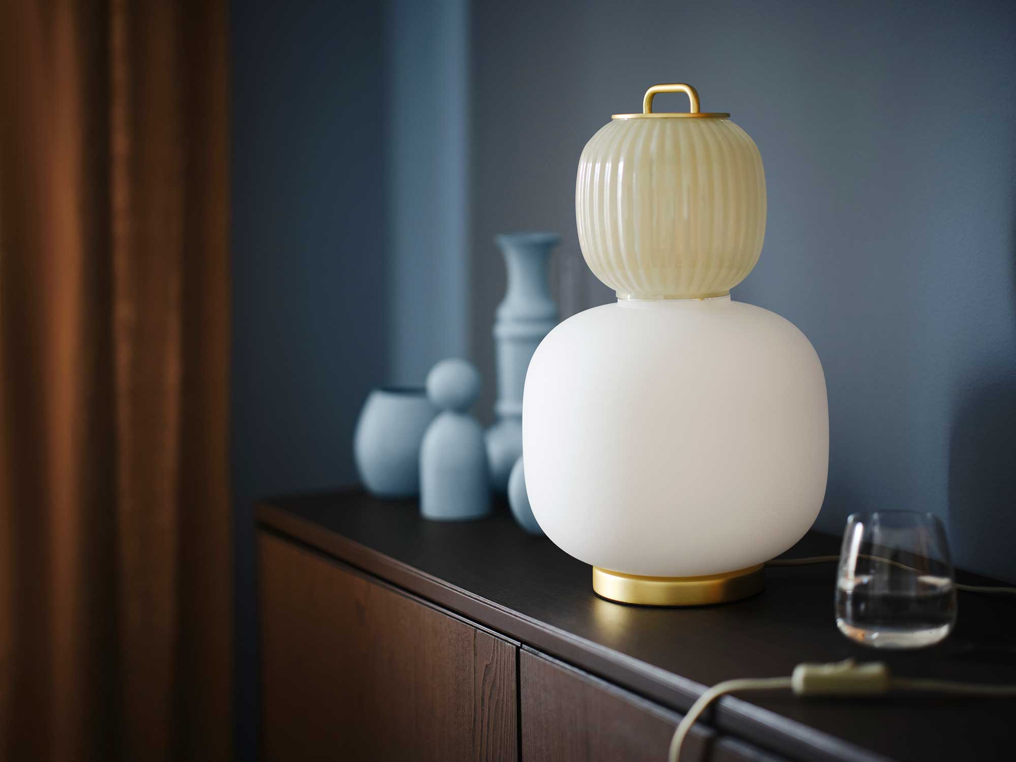 inredning, ikea, blå, lampa