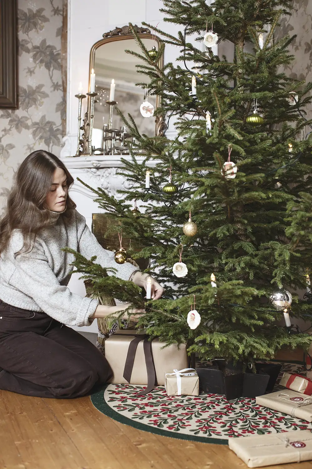 hantryckt julgransmatta