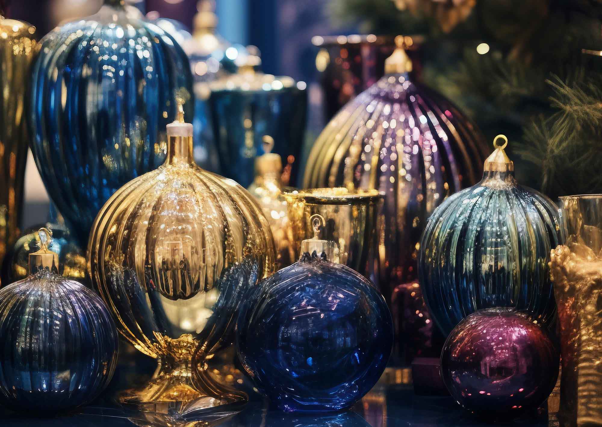 Juldekorationer i blåa nyanser