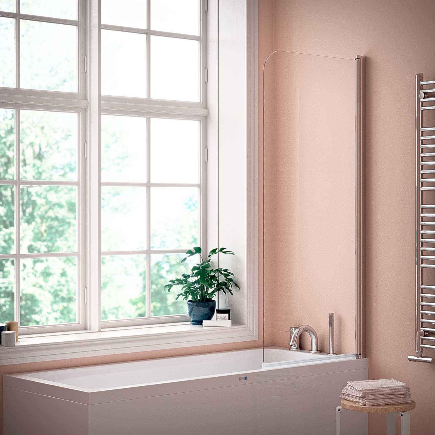 rosa badrum med badkar